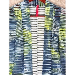 New Ic by Connie K. Women's Lightweight Duster Cardigan Long Sleeve Blue Yellow